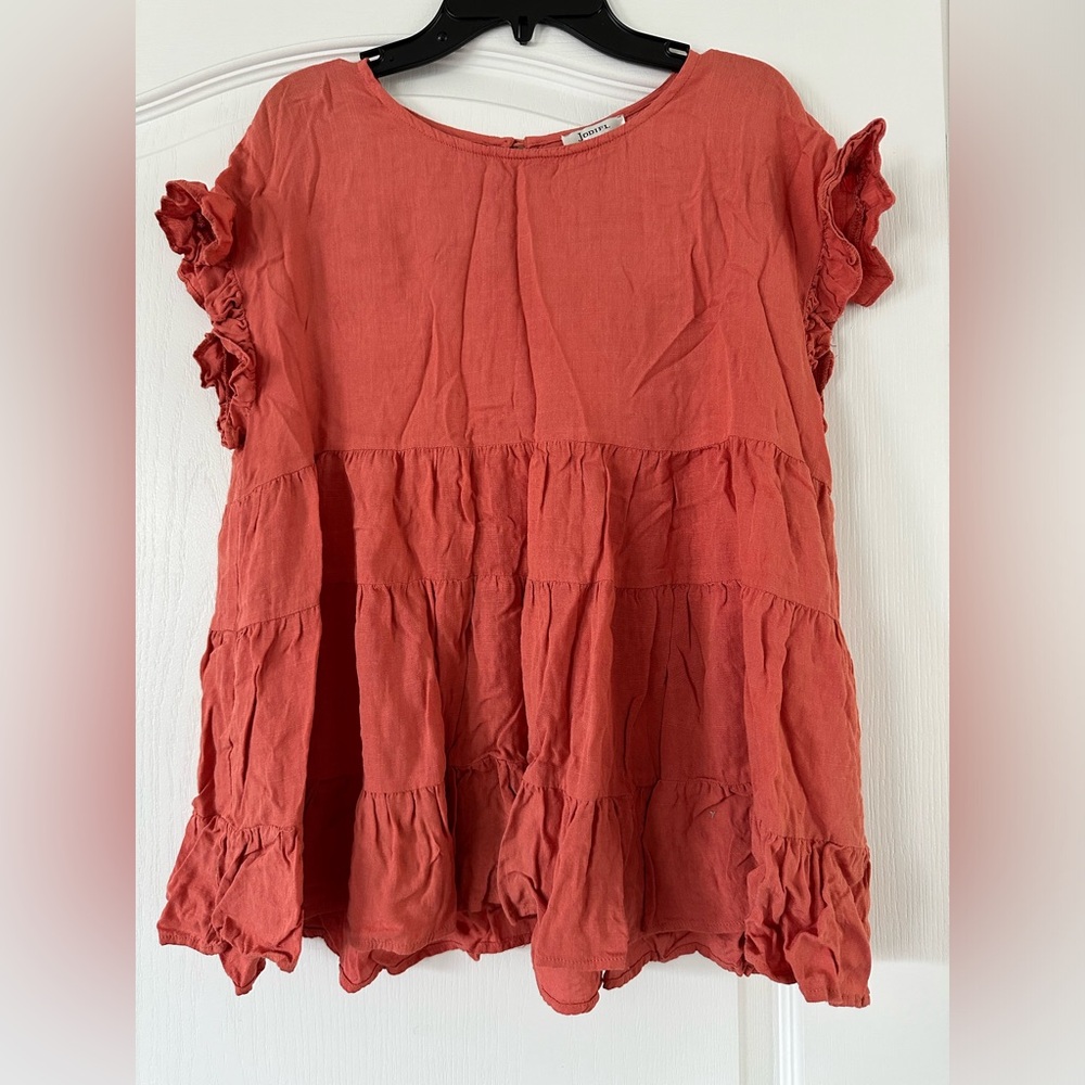 Rust-colored Ruffled Swing Top - Size Small - Picture 1 of 7